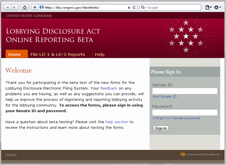 Link to Lobbying Disclosure Online Reporting